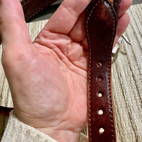 Vintage Men Women Unisex Brighton Western Braided Trim Textile Leather Belt  34" - Picture 7 of 11